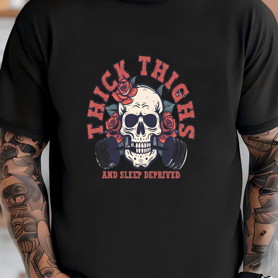Thick Thighs And Sp Deprived Shirt, , Muscle Mommy, Pump Cover T Shirt, Weightlifting Shirt, Work Out Shirt, Gym Pump Cover T-shirt