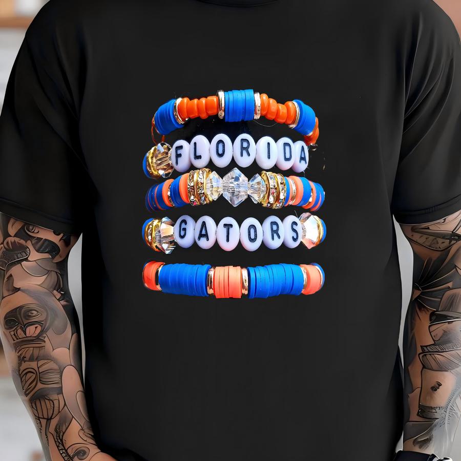 Full Stack Florida Inspired Heishi Stacking Bracelets Uf Gators Gameday Jewelry Era T-shirt