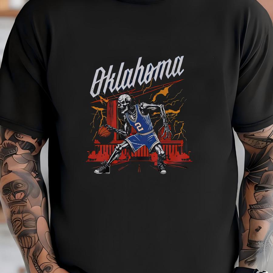 Kids - Oklahoma City Basketball Kids Shirt - Graphic Tees - Skeleton Shirt - Oklahoma City Shirt - Bootleg - Streetwear - Kids Hoodie T-shirt