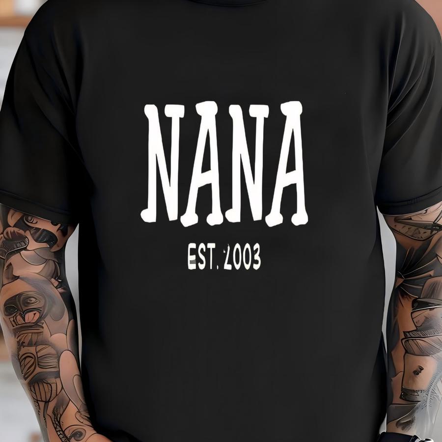 Personalized Nana Sweatshirt With Kids Name On Sve, Custom Nana Sweatshirt, Est Date Nana Hoodie, Christmas Gift For Nana T-shirt