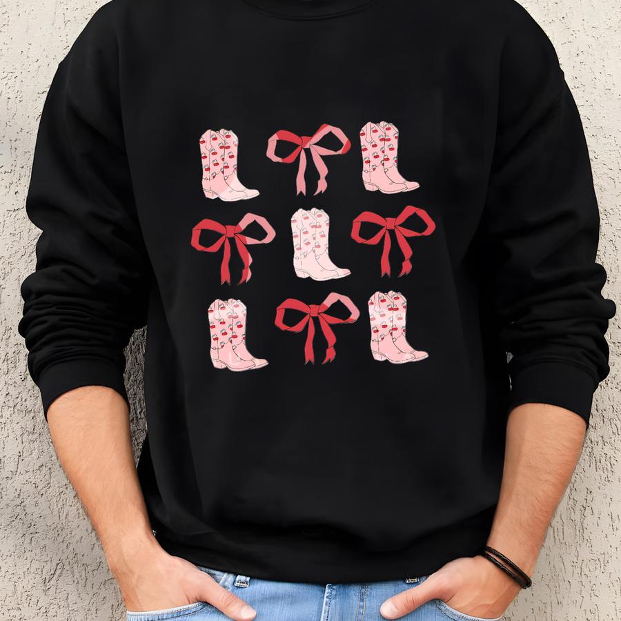 Boots Bows Cherry Tee, Era,pink Bow,aesthetic,ribbon,girlie,valentine,social Club, Coquette T-shirt, Graphic, Teen, Popular Sweatshirt