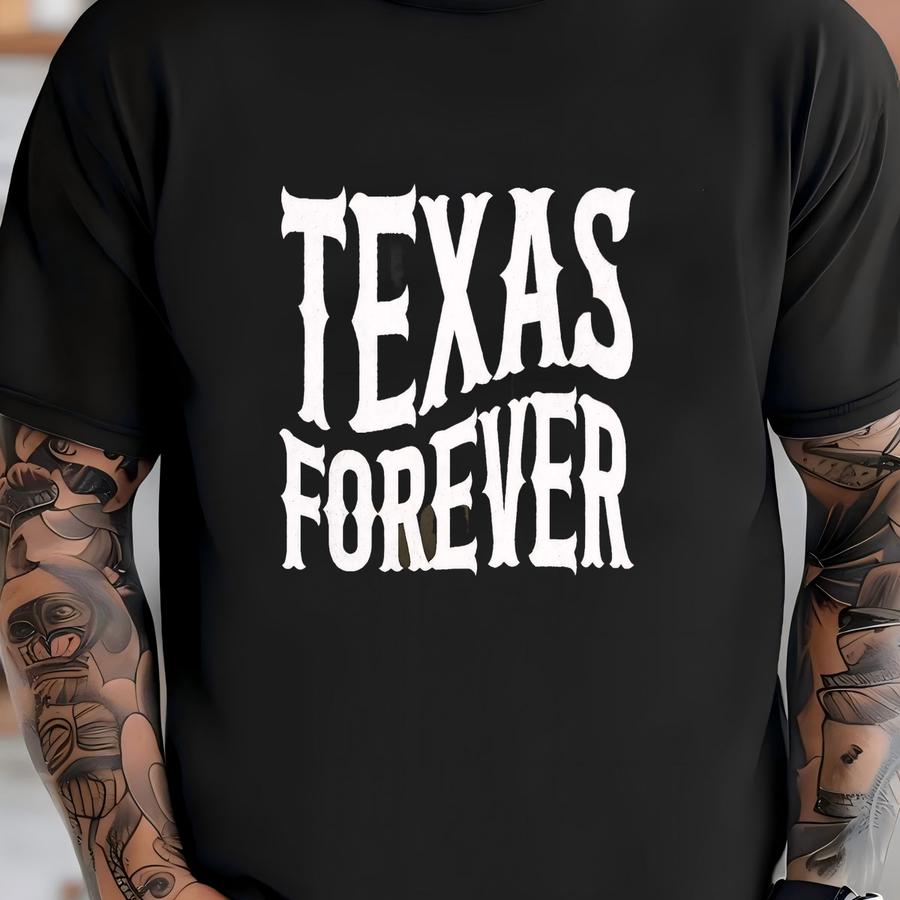 Texas Forever Vintage Black And White Typography Art Print | Large Texas Wall Art, Texas Home Decor, High Quality Western Home Decor Prints T-shirt