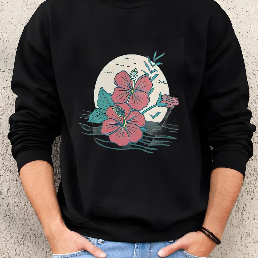 T Shirt Hibiscus Relaxed Style Coconut Girl Tee Beachy Ocean Inspired Style Preppy Clothes Vibes Tshirt Beach Top Sweatshirt