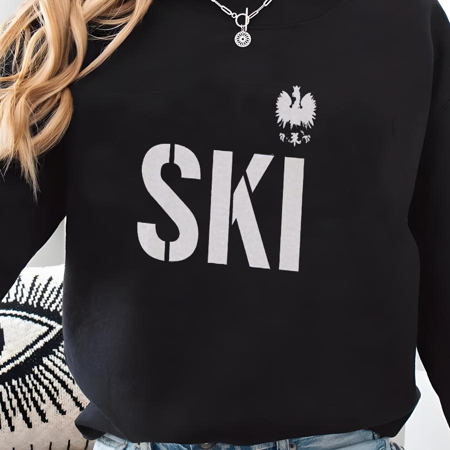 Polish Ski T-shirt With Eagle Graphic, Polish Father's Day Gift Tee, Tata Shirt, Gift For Polish Dad, Polska Grandpa Dziadek Gifts For Men Sweatshirt