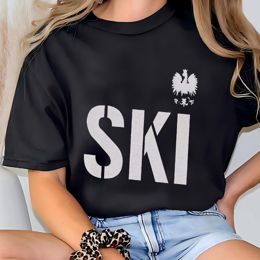 Polish Ski Hoodie With Eagle Graphic, Polish Father's Day Gift Tee, Tata Shirt, Gift For Polish Dad, Polska Grandpa Dziadek Gifts For Men T-shirt