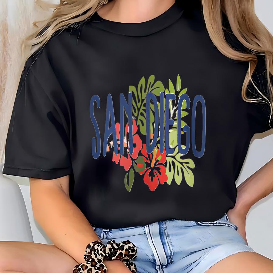 San Diego Womens Floral Sweatshirt California Beach Travel San Diego Travel Rv Travel West Travel Crewneck Beach Lover Gifts. T-shirt