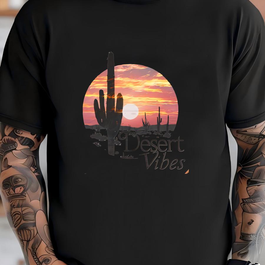 Desert Vibes Shirt, Western Shirt, Western Graphic Tee, Cowgirl Hoodie, Rodeo Shirt, Cactus Shirt, Gift For Cowgirl, Western Gift T-shirt