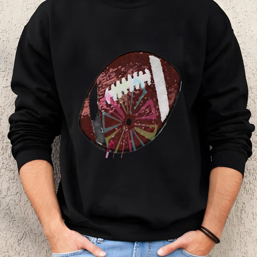 Sequins Football Chenille Patch Crewneck Sweatshirt - Chenille Patch Sweatshirt - Football Sweatshirt - School Spirit - Highschool Football Sweatshirt