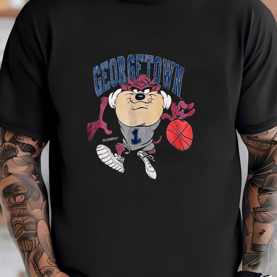 Georgetown University Taz Looney Tunes Basketball Crewneck Sweatshirt Small T-shirt