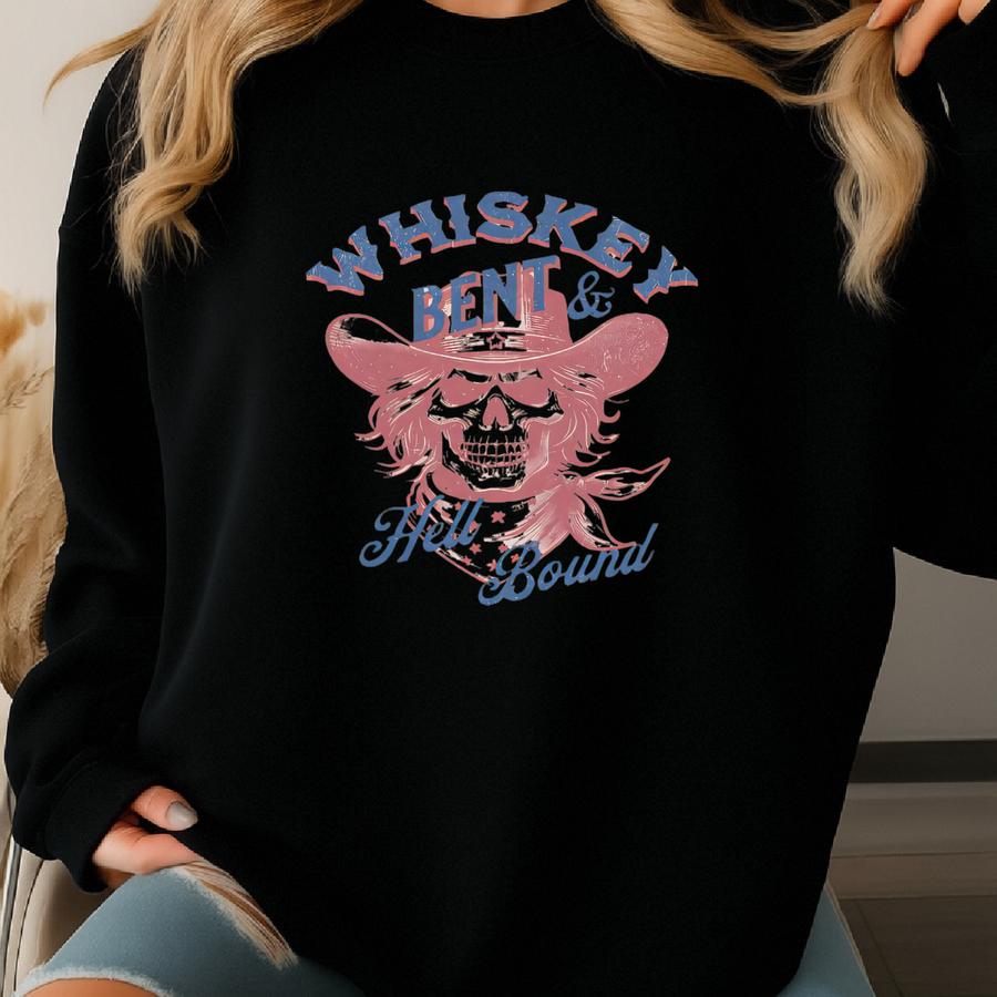 Whiskey Bent  Bound Cowgirl Shirt, Rodeo Shirt, Wild West T-shirt, Western Shirt, Western Graphic Tee, Country Shirt, Cowgirl Gift Sweatshirt