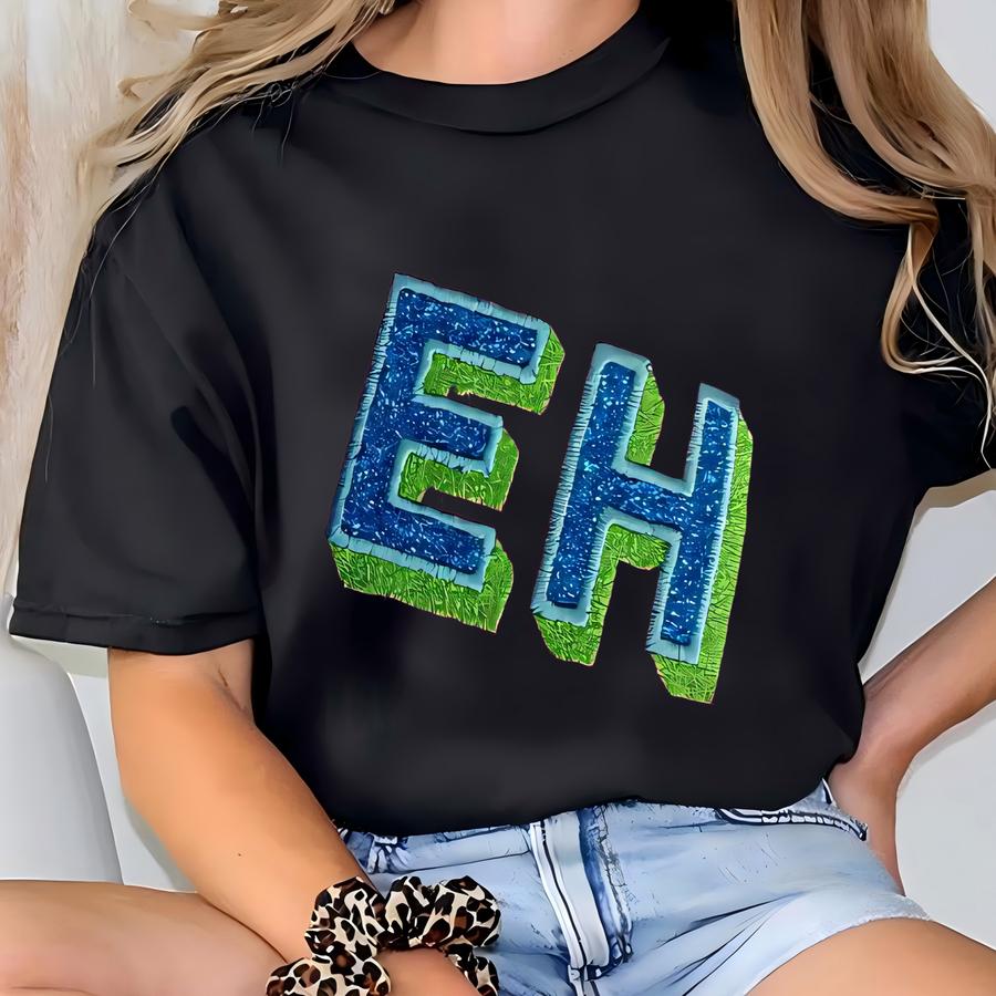 Personalized Neon Glitter Sweatshirt | Custom Neon Crewneck | Custom Initials Shirt | Shadow Block Monogram | Glitter Applique T-shirt