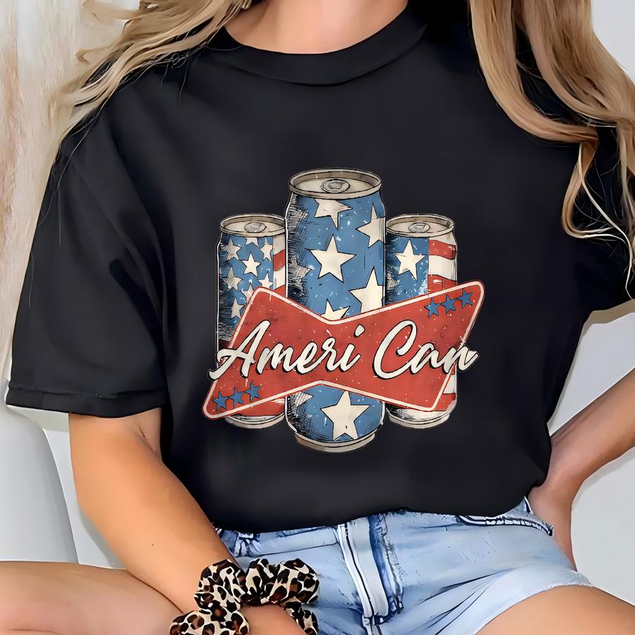 Ameri Can Shirt, Fourth Of The July Shirt, America Shirt, Independence Shirt, Fourth Of July Shirt, Patriotic Shirt, Freedom Shirt, Usa Flag T-shirt