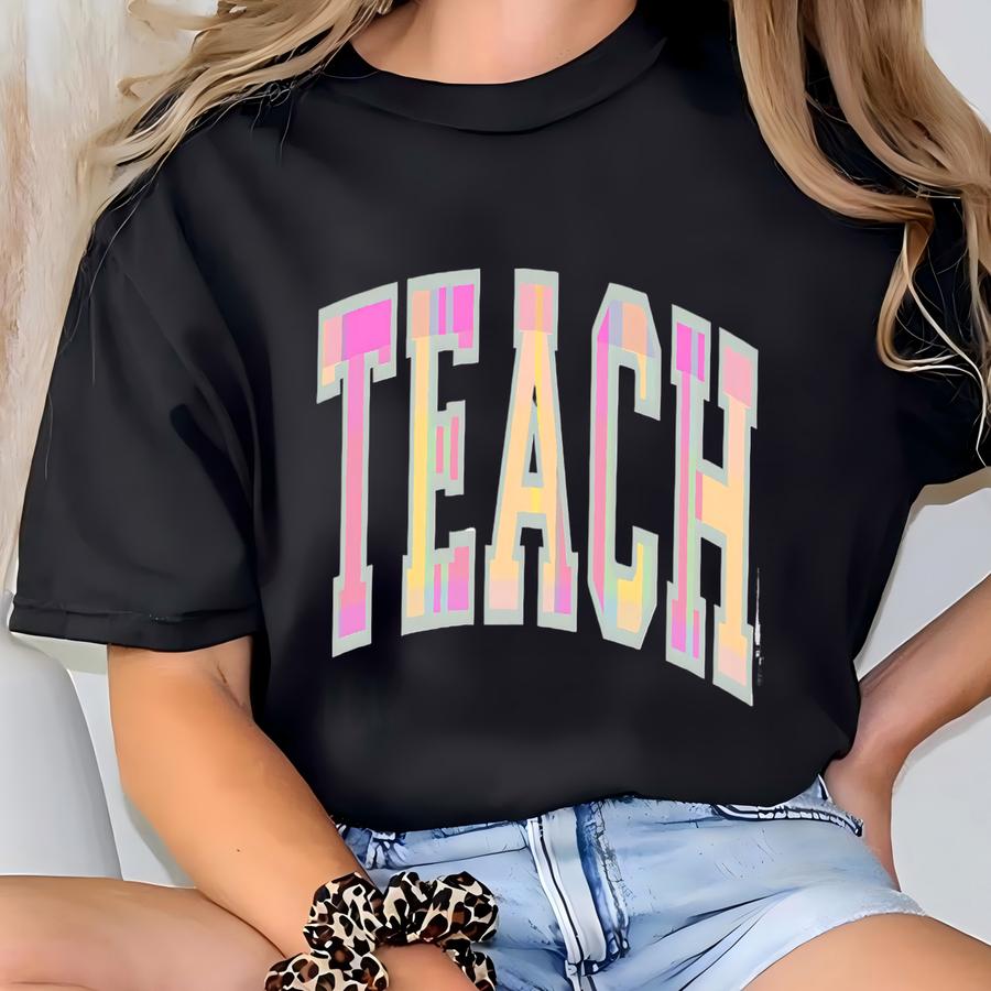 Preppy Plaid 'teach' Shirt - Perfect Gift For Teachers, Stylish Plaid Teacher Shirt, Gift For Educators, New Teacher, First Year Teacher T-shirt