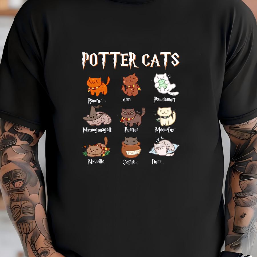 Funny Potter Cats Hoodie: Harry Pawter Gift Tee T-shirt