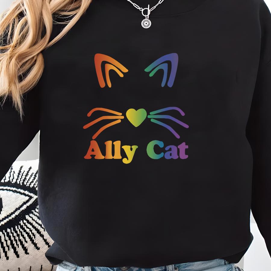 Ally Cat Shirt, Rainbow Cat Tshirt, Lgbtq Ally Shirt, Pride Cat Tshirt, Cat Lover Gift, Gay Rights Tee, Rainbow Freedom Shirt, Equality Gift Sweatshirt