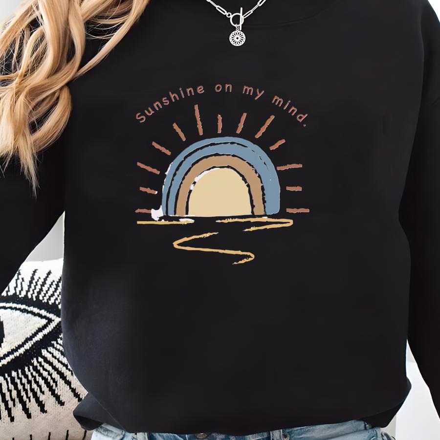 Sun Shine On My Mind Hoodie, Retro Sunset Sweatshirt, Summer Hoodie, Vacation Hoodie, Beach Sweatshirt, Sun Shine Hoodie, Beach Sunset Shirt Sweatshirt