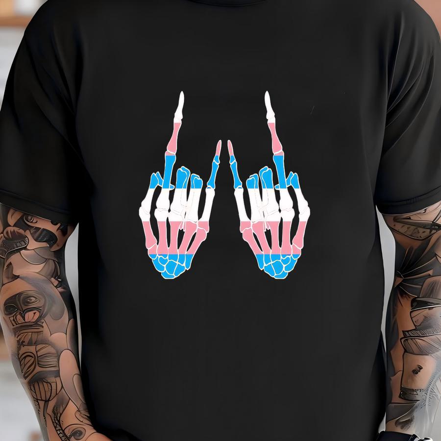 Skeleton Rock Hands Shirt, Trans Pride Shirt, Trans Flag Shirt, Support Trans Kids, Lgbtq Pride Shirt, Pride Ally Shirt, Trans Shirt T-shirt