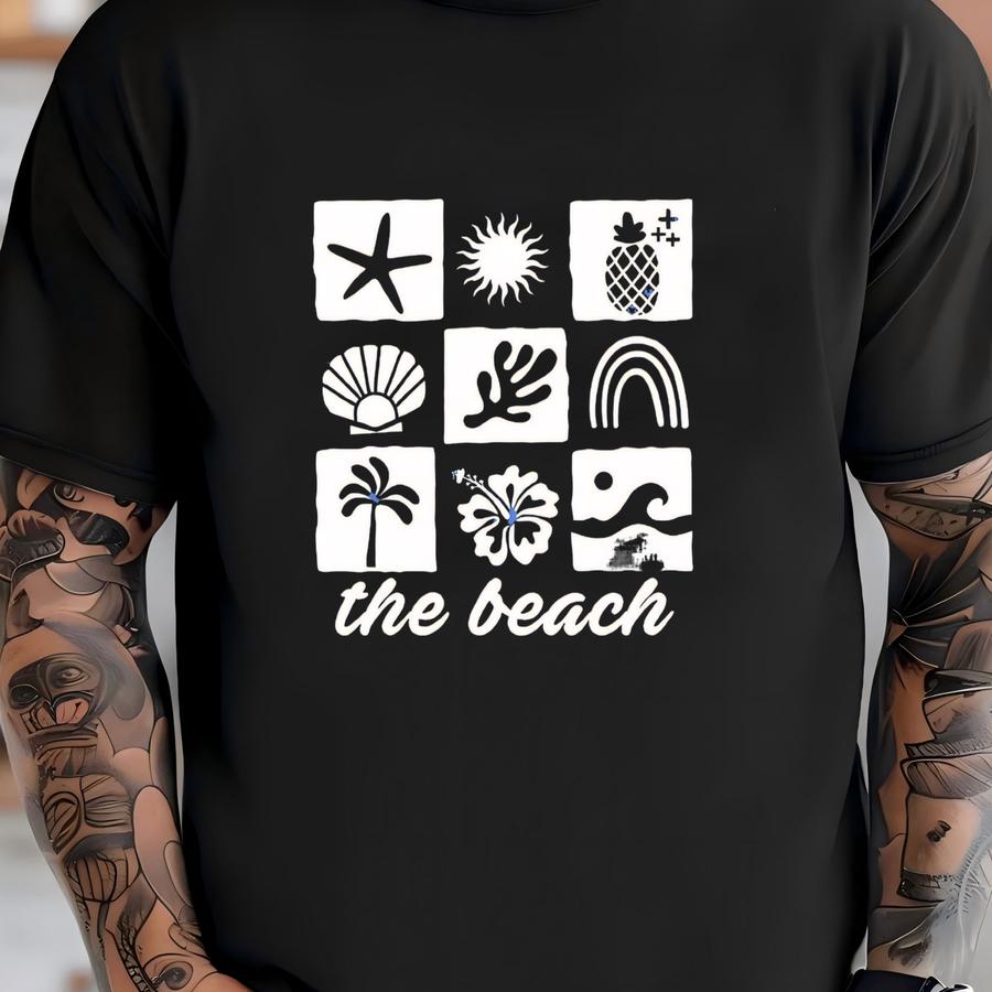 Beach Checkerboard Tank Top: Garment Dyed Unisex Top T-shirt