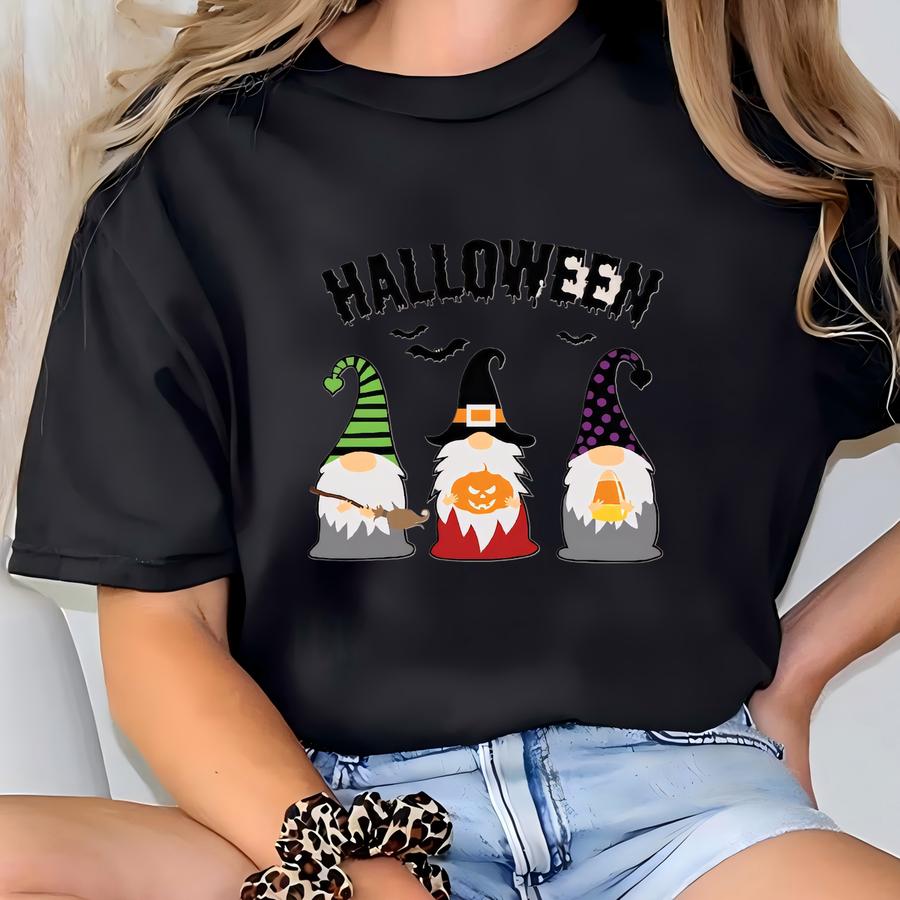 Halloween With My Gnomies Sweatshirt, Halloween Shirt, Halloween Sweatshirt, Ghost Shirt, Fall Shirt, Retro Ghost, Halloween Gift T-shirt