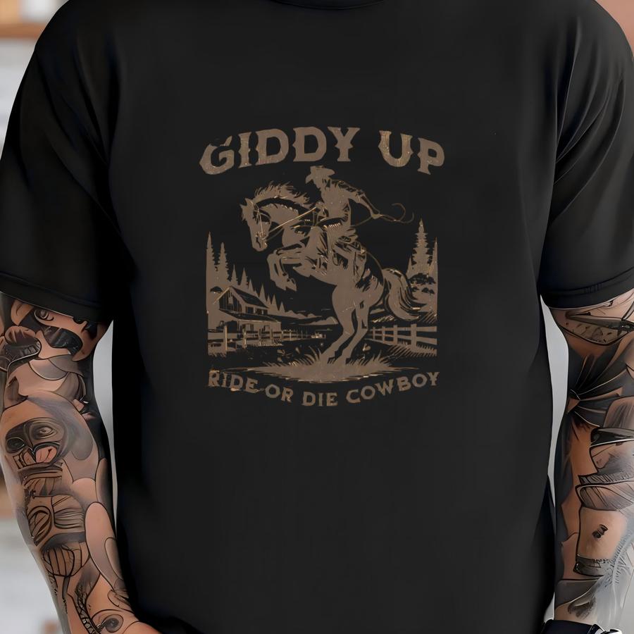 Giddy Up Cowboy Shirt, Cowgirl Aesthetic, Cowgirl Shirt, Wild West Hoodie, Western Shirt, Western Graphic Tee, Country Shirt, Cowgirl Gift T-shirt
