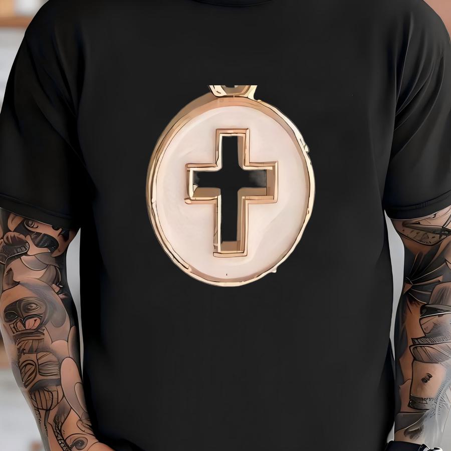 Cross Tumbler Charm, Cup Charm, Tumbler Accessories, Christian Catholic Faith Tumbler Charm, White And Gold Cross Tumbler Jewelry T-shirt