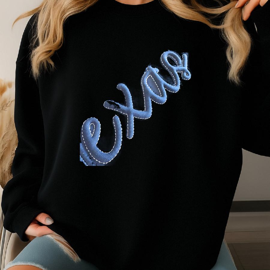 Texas Embossed 3d Puff Design - Script Y Font - Puff Foam Y - State Y Design - State Sweatshirt Y Sweatshirt