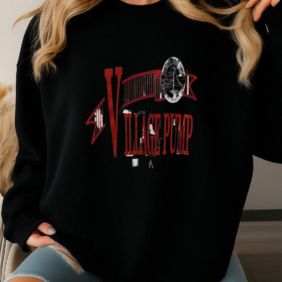 Vintage Village Pump Alumni Sweatshirt Village Pump Pullover Sweater Village Pump Crewneck Jumper Village Pump Alumni Logo Graphic Large Sweatshirt