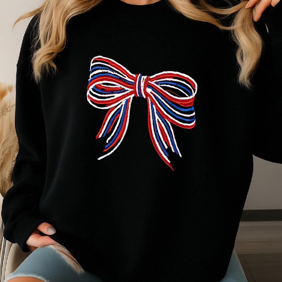 Usa Bow Sweatshirt: Coquette Patriotic 4th Of July Sweatshirt