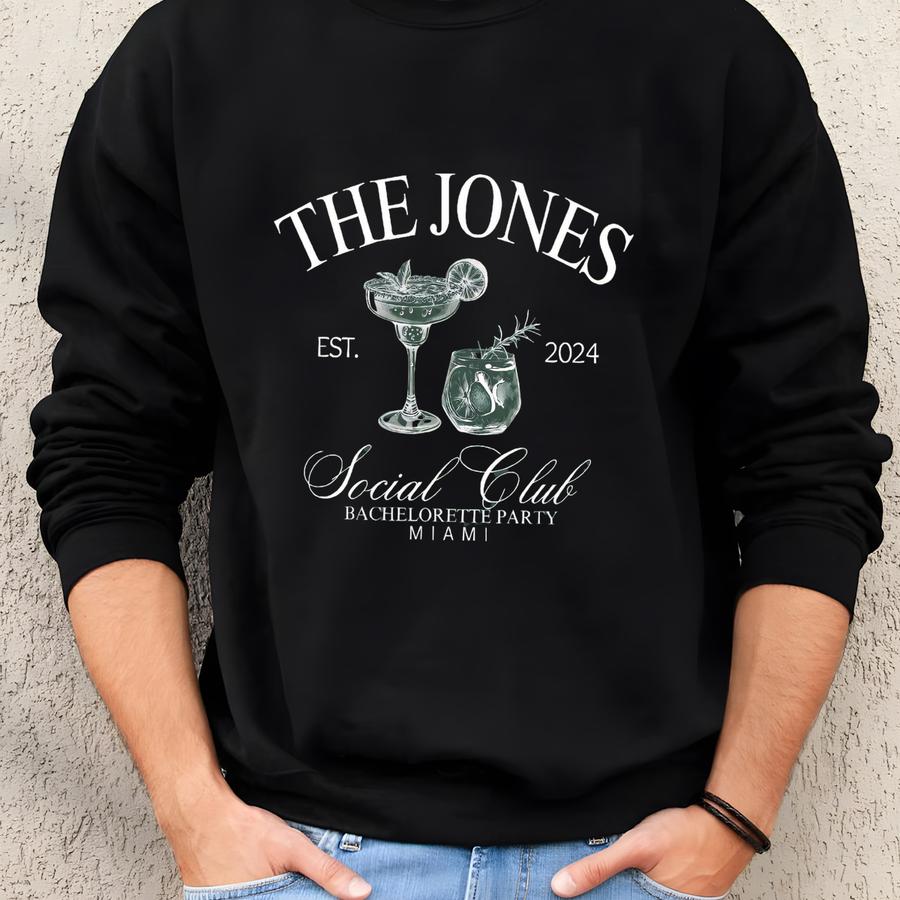 Luxury Bachelorette Merch, Charleston Bachelorette, Custom Name Crewneck Sweatshirt, Social Cocktail Club, Bridal Party Gifts, Wedding Gift Sweatshirt