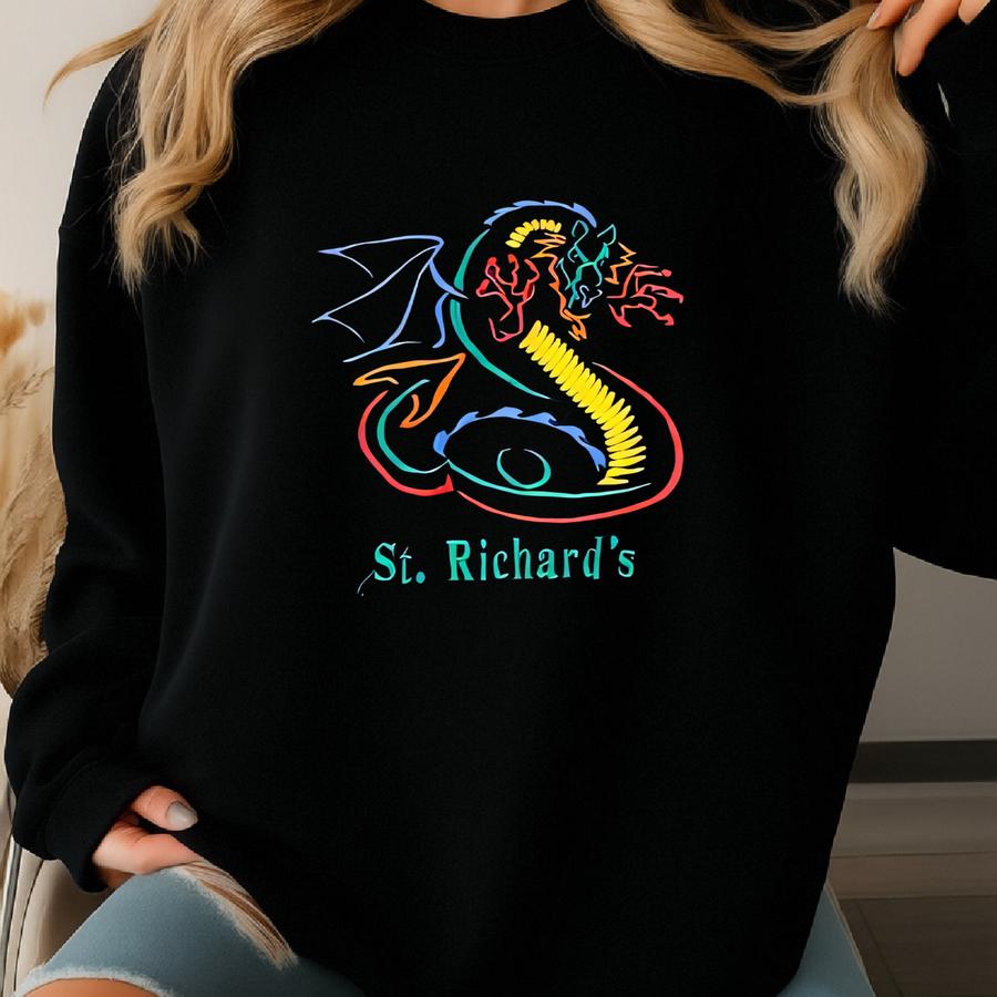 Vintage St Richards Sweatshirt St Richards Pullover Sweater St Richards Crewneck Jumper St Richards Dragon Logo Y Navy Blue Sweatshirt