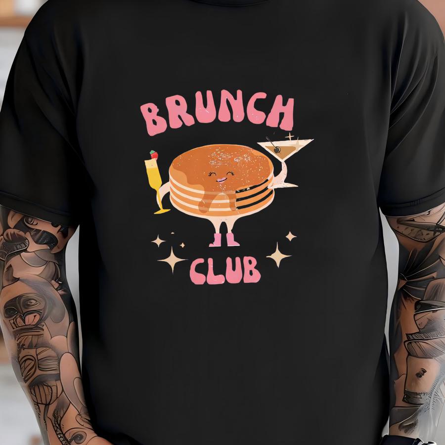 Brunch Club Crewneck, Aesthetic, Bohemian, Retro, Vintage Sweatshirt, Oversized Retro Graphic Crewneck, Grunge Hippie Boho Throwback Gift T-shirt