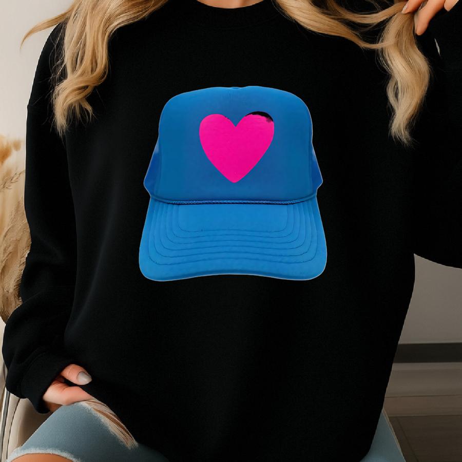 Heart Trucker Hat, Love Mesh Cap, Valentine’s Day, Bachelorette Party Sweatshirt