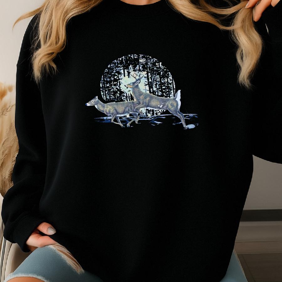 Vintage White Deer Tail Illinois Sweatshirt Illinois Crewneck Sweater Illinois Pullover Jumper White Deer Tail Illinois Graphic Print Sweatshirt