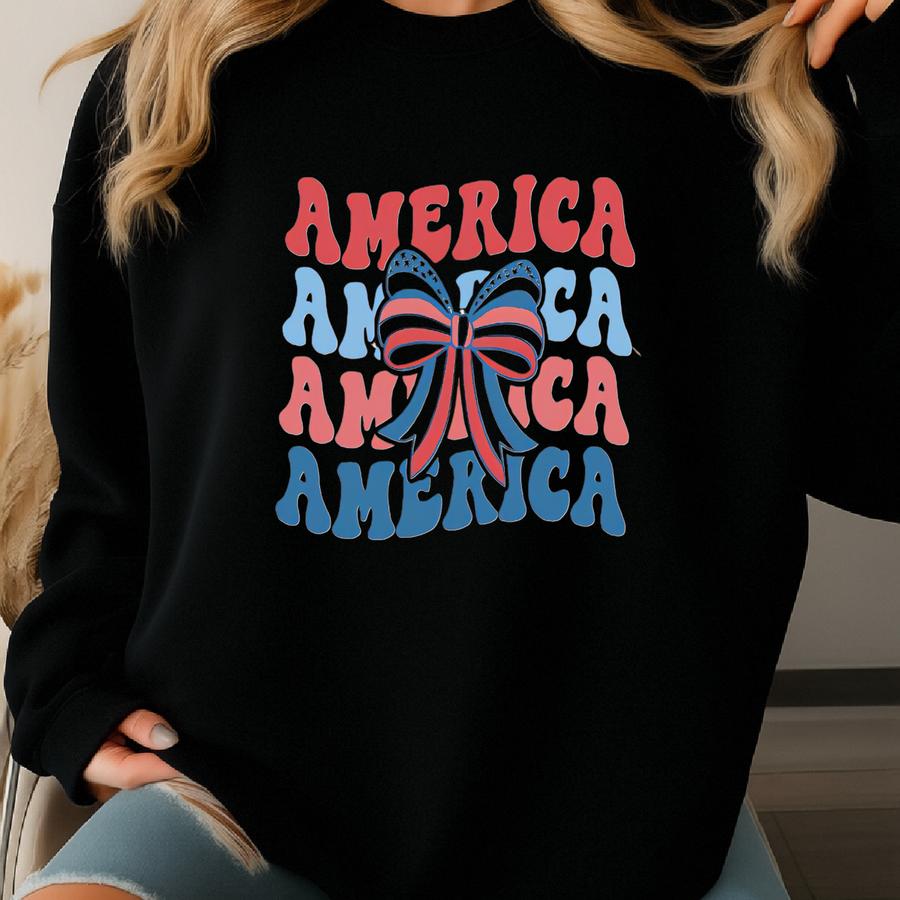 American Flag T-shirt: Coquette 4th Of July Tee Sweatshirt