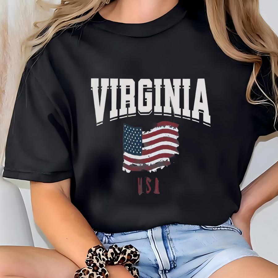 Virginia Usa American Flag Hoodie: Patriotic Tee T-shirt