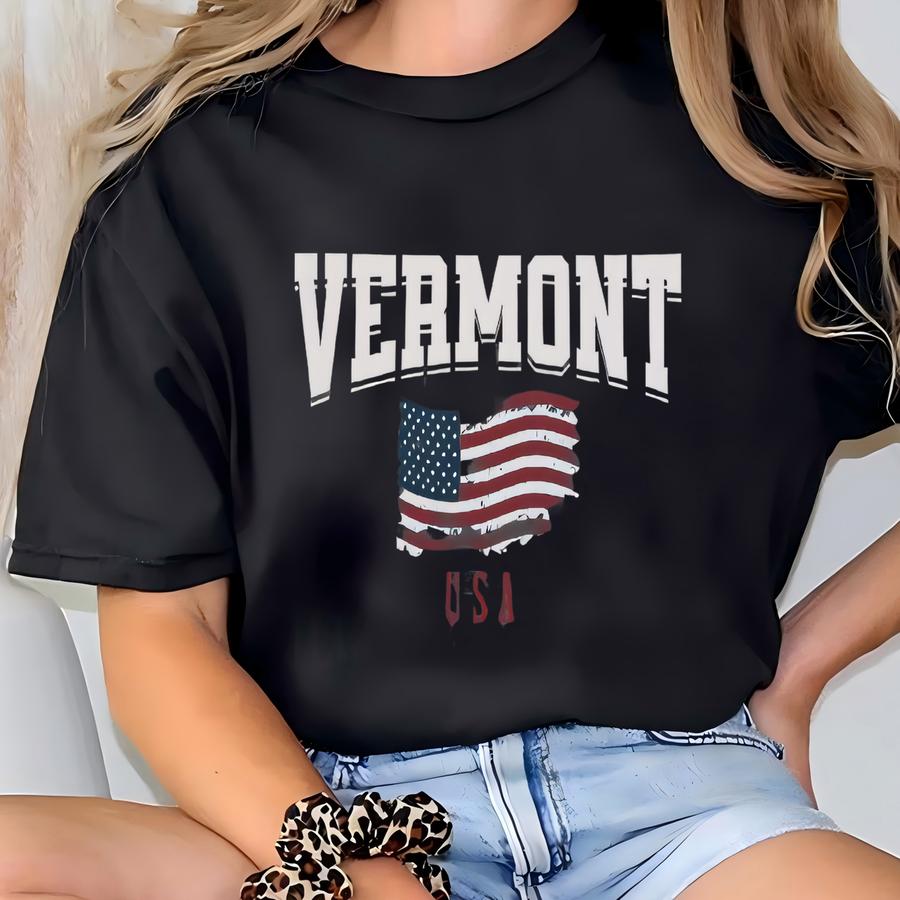 Vermont Usa Hoodie: Patriotic American Flag Tee T-shirt