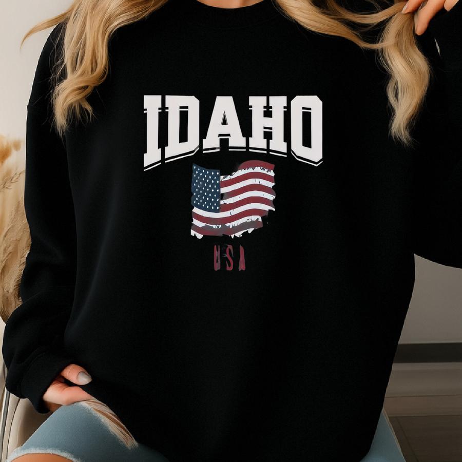 Idaho Usa Patriotic T-shirt: Unisex Tee Sweatshirt