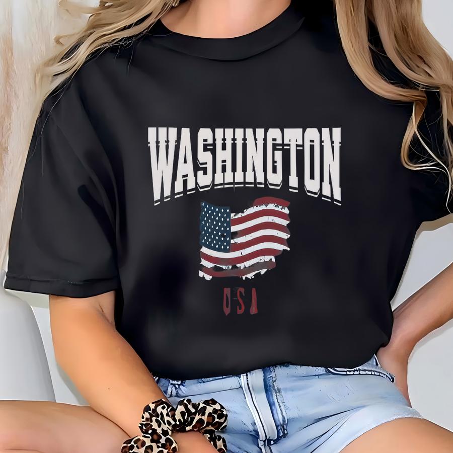 Washington Usa Hoodie: Patriotic American Flag Graphic Tee T-shirt