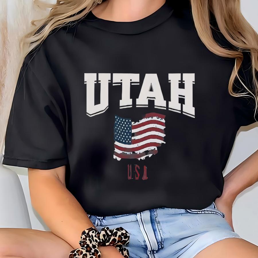 Utah Usa Patriotic Hoodie: American Flag Tee T-shirt