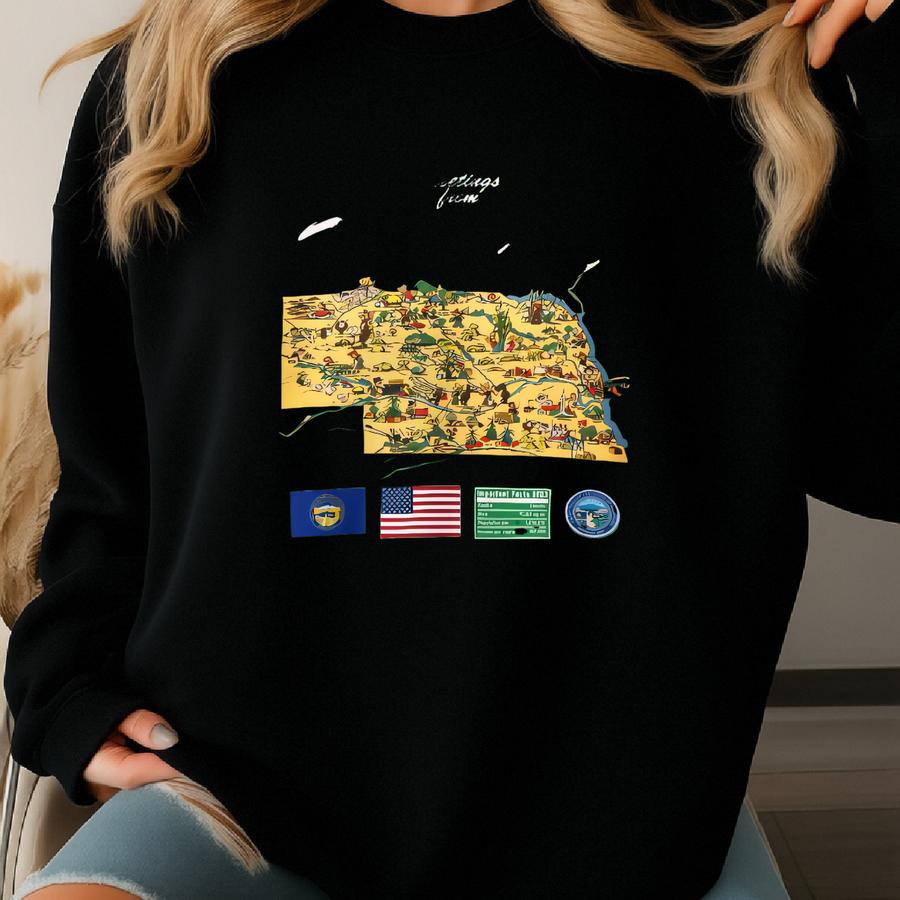 Nebraska State Map - Unisex Sweatshirt, Art Print, Sweatshirt, Hoodie, Shirt, T Shirt, T-shirt, Tee, Gift, Vintage Shirt Sweatshirt