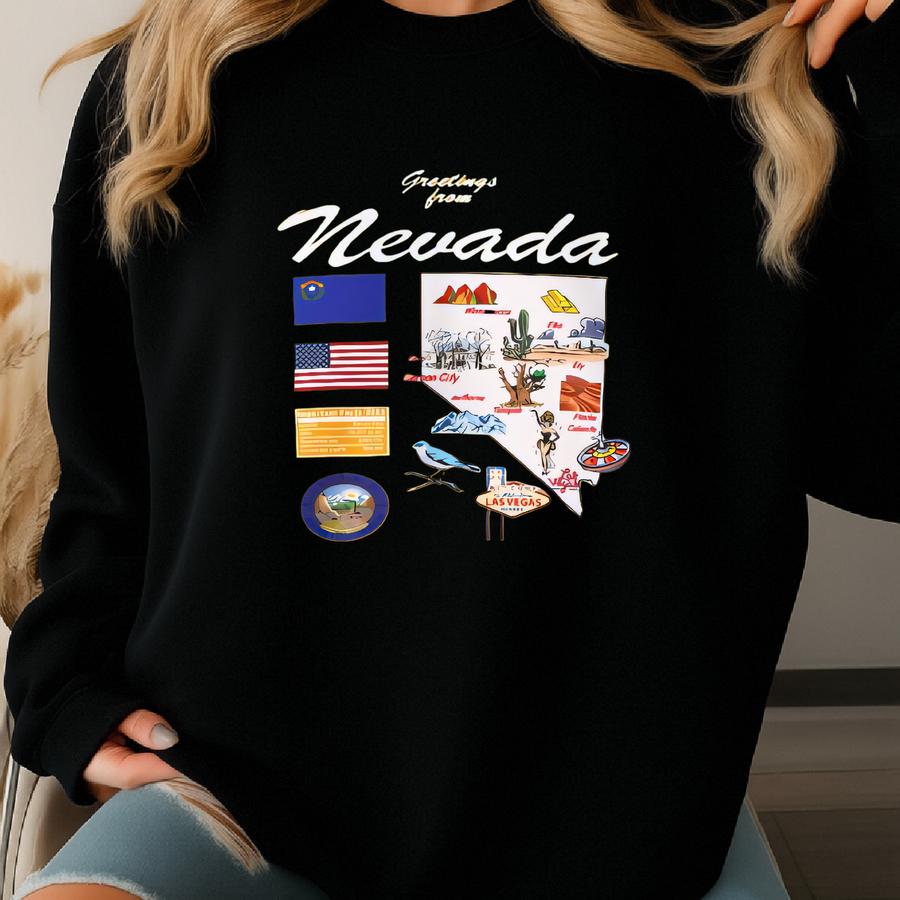 Nevada State Map - Unisex Sweatshirt, Art Print, Sweatshirt, Hoodie, Shirt, T Shirt, T-shirt, Tee, Gift, Vintage Shirt Sweatshirt