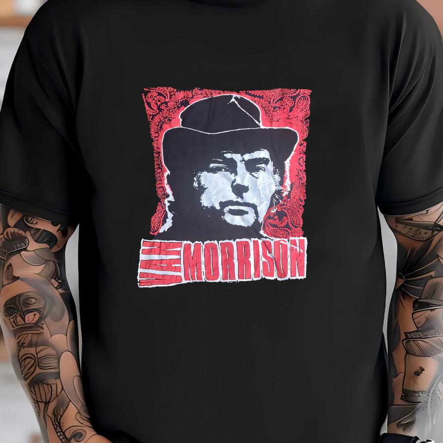 Vintage 1990s Van Morrison 1996 Spanish Tour Black Long Sve Hoodie Size Medium Concert Band Barecelona T-shirt