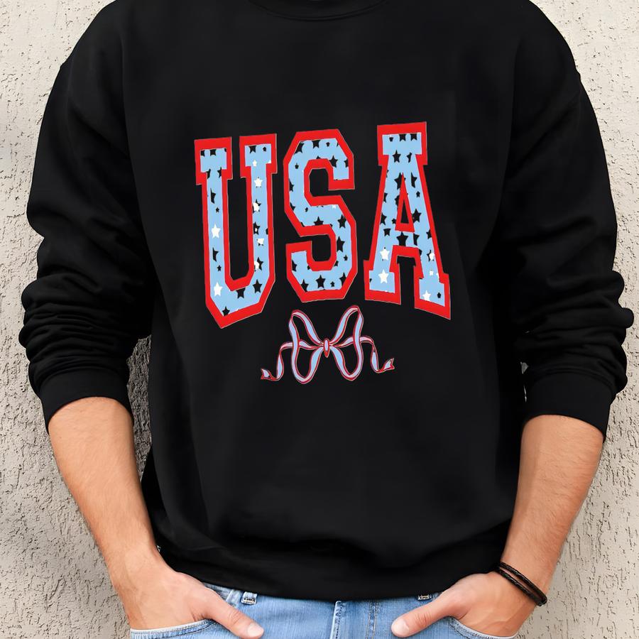 Usa Coquette Bow Graphic T-shirt Sweatshirt