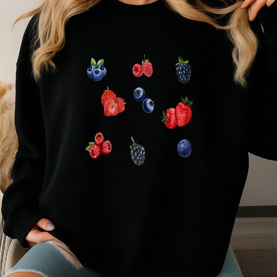 Berries Baby Tee, Fruit Pinterest Aesthetic, Cute Graphic Tee, Y2k Shirt, Womens Summer Baby Tee, Fruit Shirt, Gen Z Tee, Trending Tee Sweatshirt