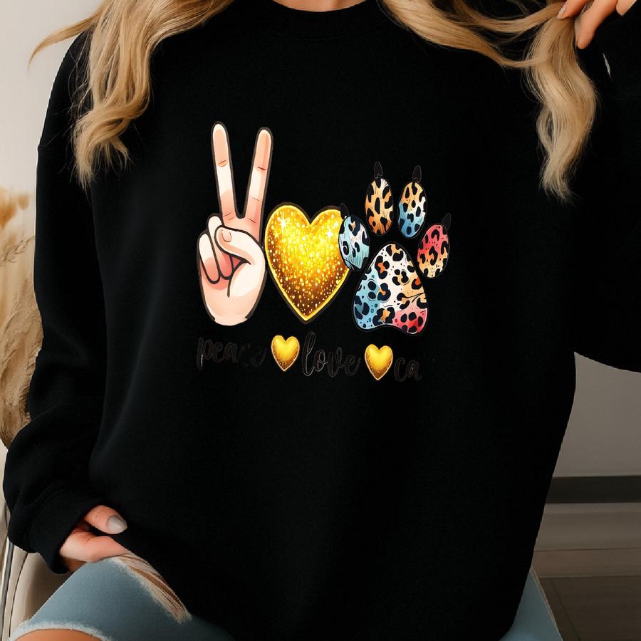 Cat Mom Shirt, Cat Shirt, Cat Lovers Shirt, Peace Shirt, Animal Lover Shirt, Mother's Day Gift, Cute Mom Gift, Cat Mama Tee, Vet, Groomer Sweatshirt