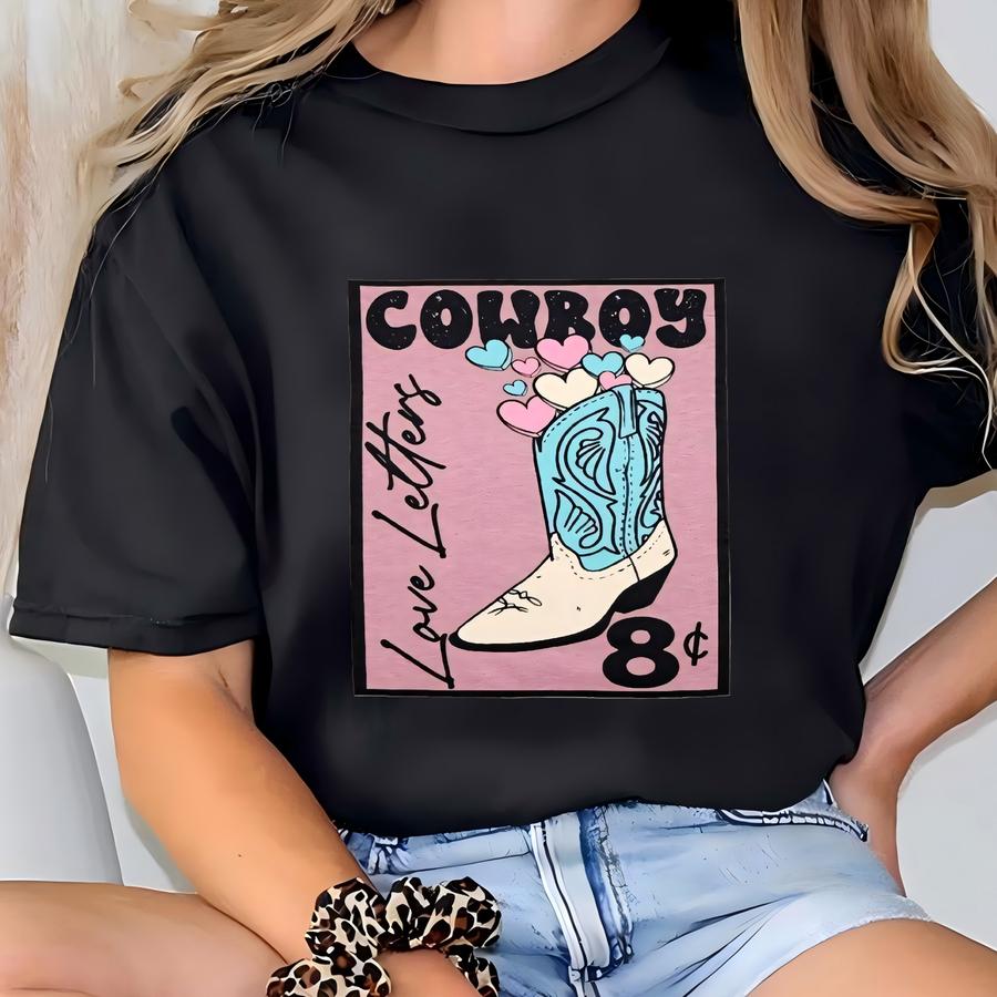 Cowboy Love Letters Shirt, Rodeo, Wild West Shirt, Rodeo T Shirt, Vintage Cowboy Shirt, Western Style Shirt, Cowgirl Shirt T-shirt
