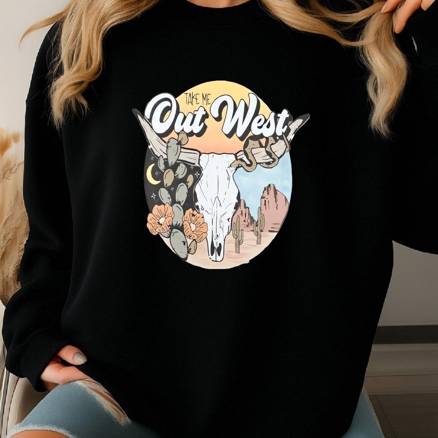 Take Me Out West Shirt, Texas Shirt Women, Western Graphic Tee, Unisex Rodeo Shirt, Western Tee, Cowgirl Tee Sweatshirt