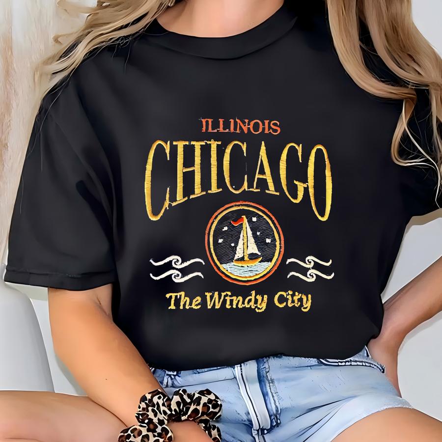 Chicago Windy City Unisex Crewneck Sweatshirt, Vintage Inspired Pullover, Sailboat Hoodie, Yacht Sweater T-shirt
