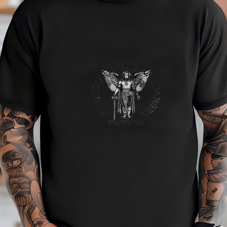 Saint Michael The Archangel Shirt, , Christian Pump Cover, Oversized Gym Shirt, Catholic Apparel, Orthodox Christian Shirts T-shirt