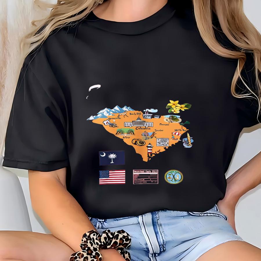 South Carolina State Map - Unisex Sweatshirt, Art Print, Sweatshirt, Hoodie, Shirt, T Shirt, Hoodie, Tee, Gift, Vintage Shirt T-shirt